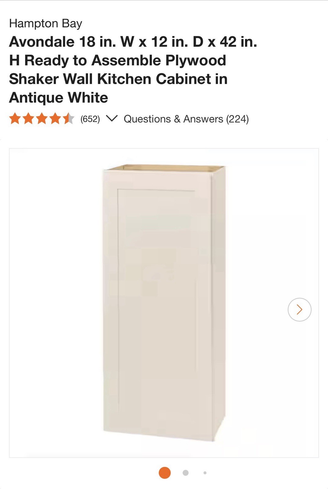 Hampton Bay 18×42” Wall Cabinet In Antique White Ready To Assemble – RTA Cabinet