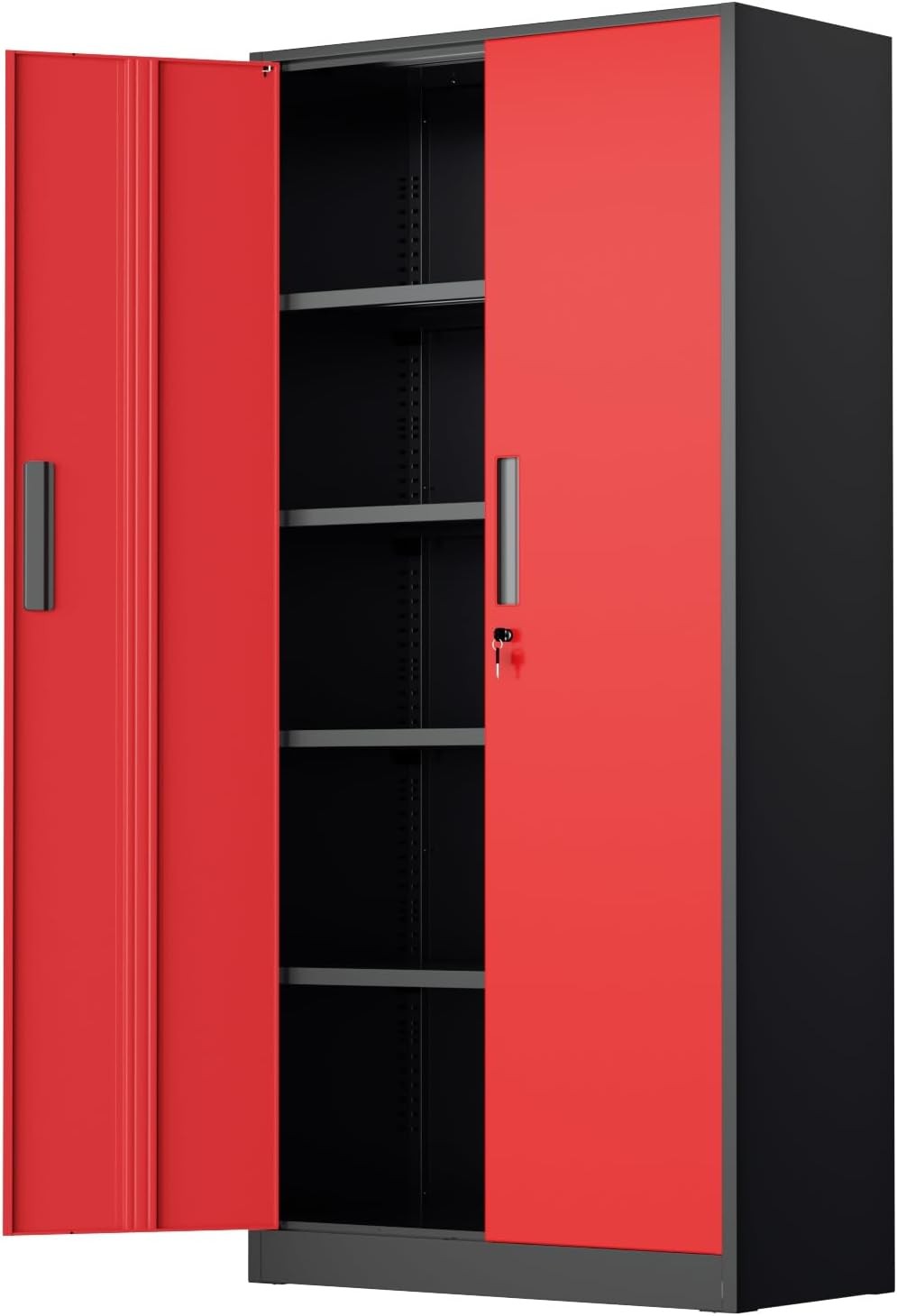 72″ Metal Storage Cabinet Heavy-Duty Metal Garage Cabinet W/ 4 Adjustable