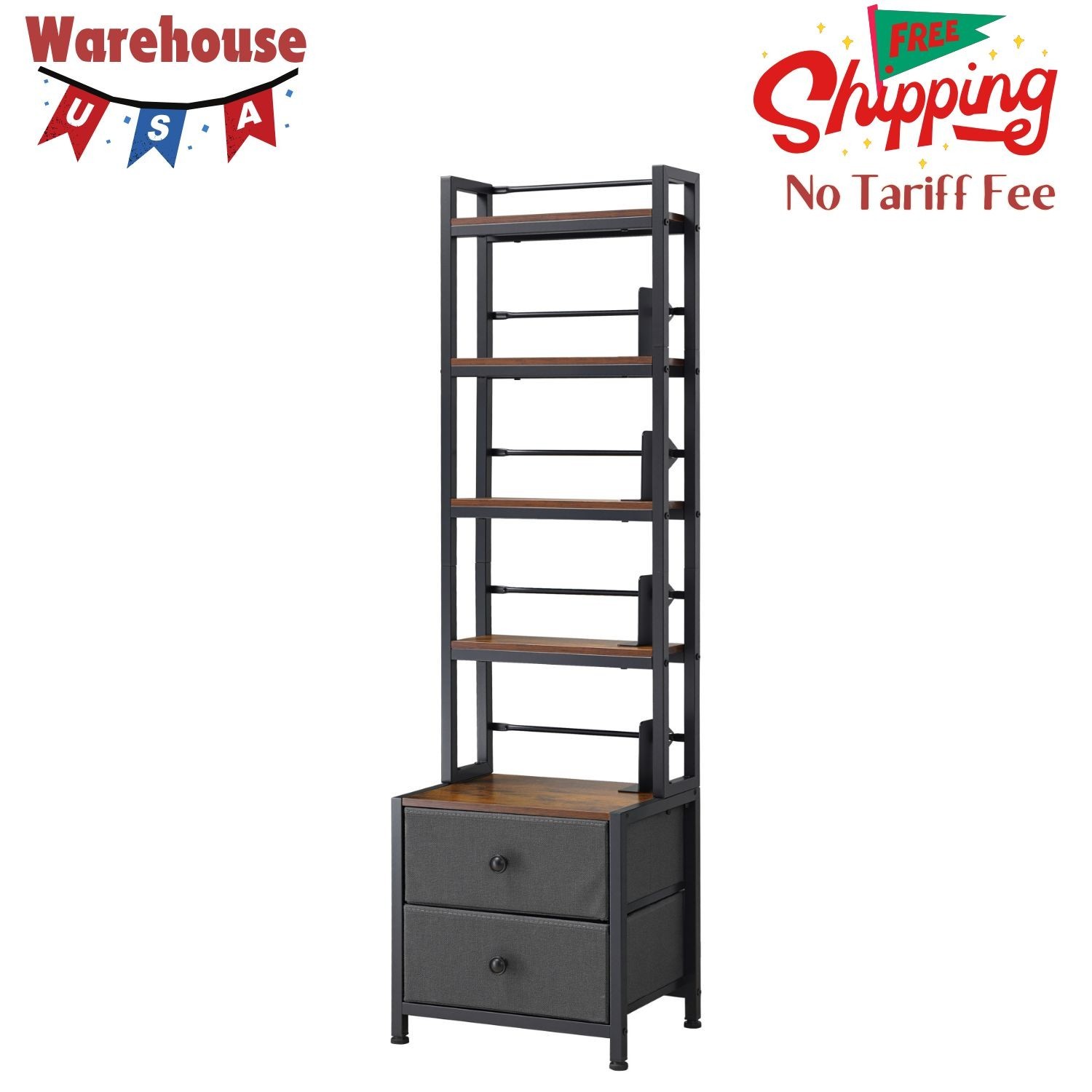 4-Shelf Media Storage Cabinet with Drawers, 15.75 x 11.81 x 56.50 in Organizer