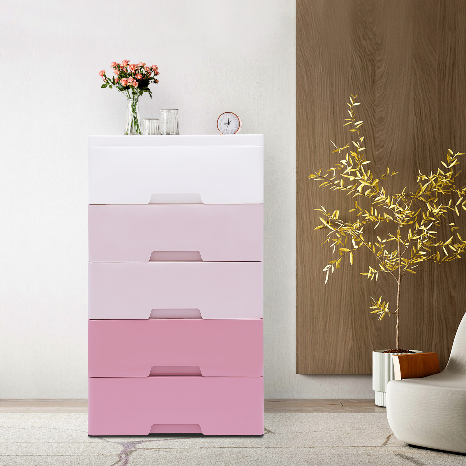 Cupboard 5layer Storage Drawers Storage Cabinet Bedroom Clothes Toys Storage Set