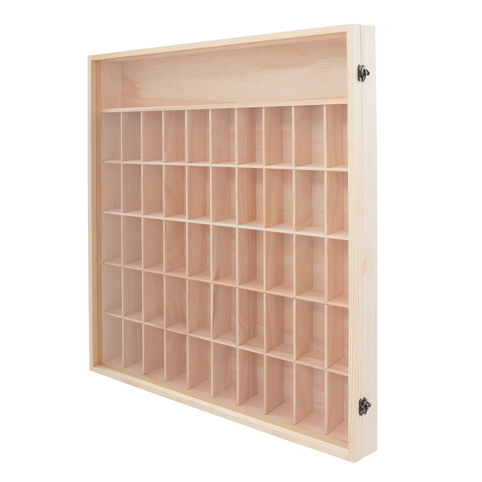 Wooden Wall Mount Display Cabinet With Acrylic Door 50 Slots For Action Figures