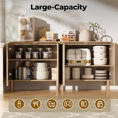 Wooden Storage Cabinets with 3-Level Adjustable Shelves 15″Dx31.5″Wx31″H Natural