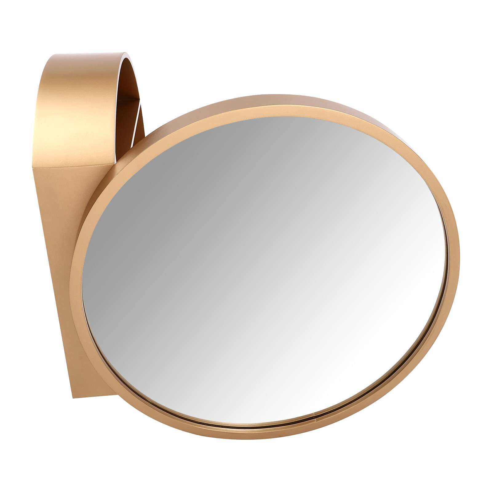 Round Gold Bathroom Mirror Cabinet Wall-mounted Organizer Makeup Mirror Cabinet