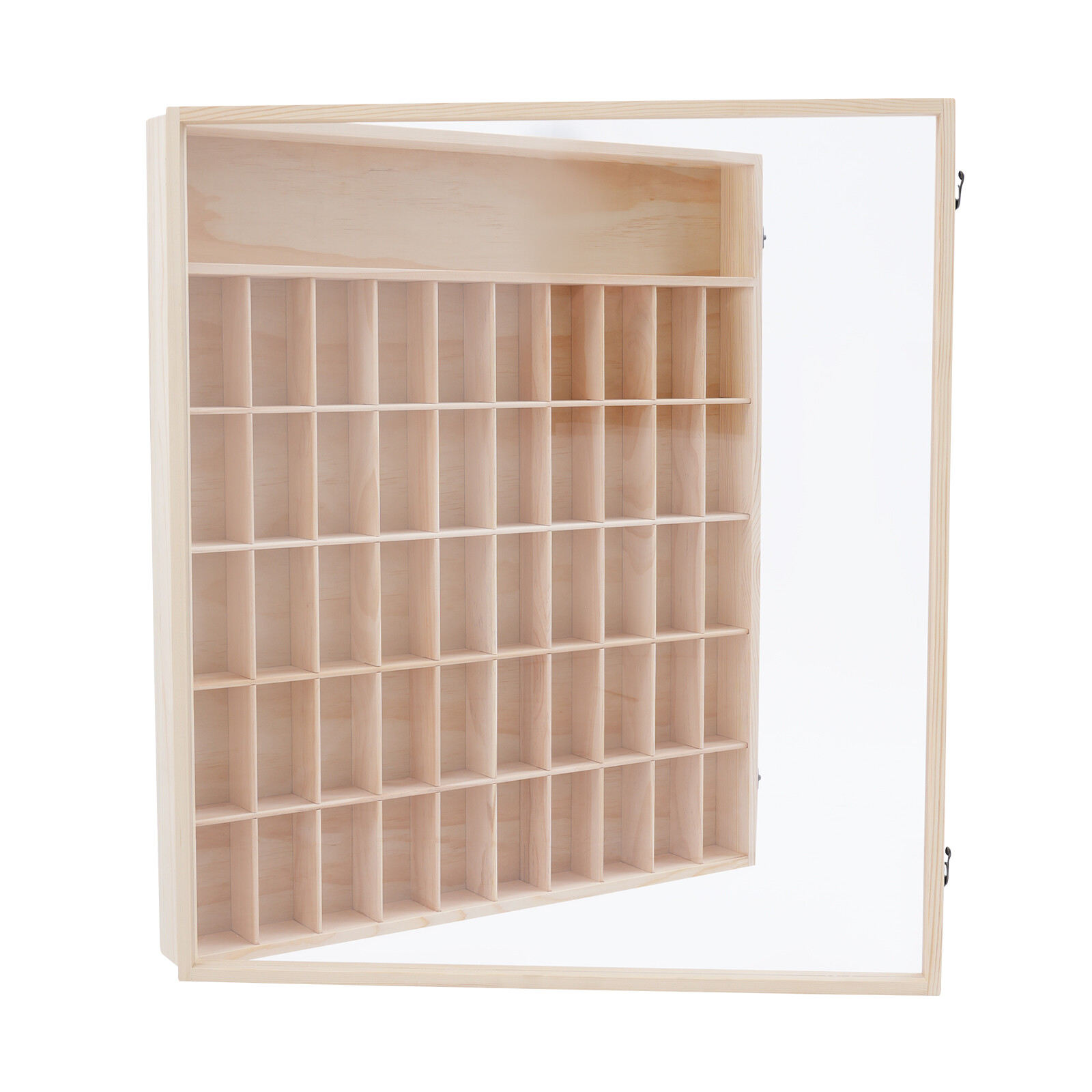 Wooden Wall Mount Display Cabinet With Acrylic Door 50 Slots For Action Figures