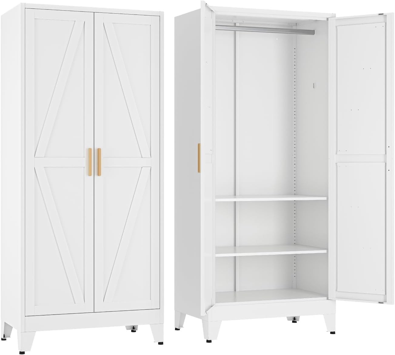 Elegro 71″H Metal Wardrobe Cabinets ,Clothing Locker Storage Cabinets for Home