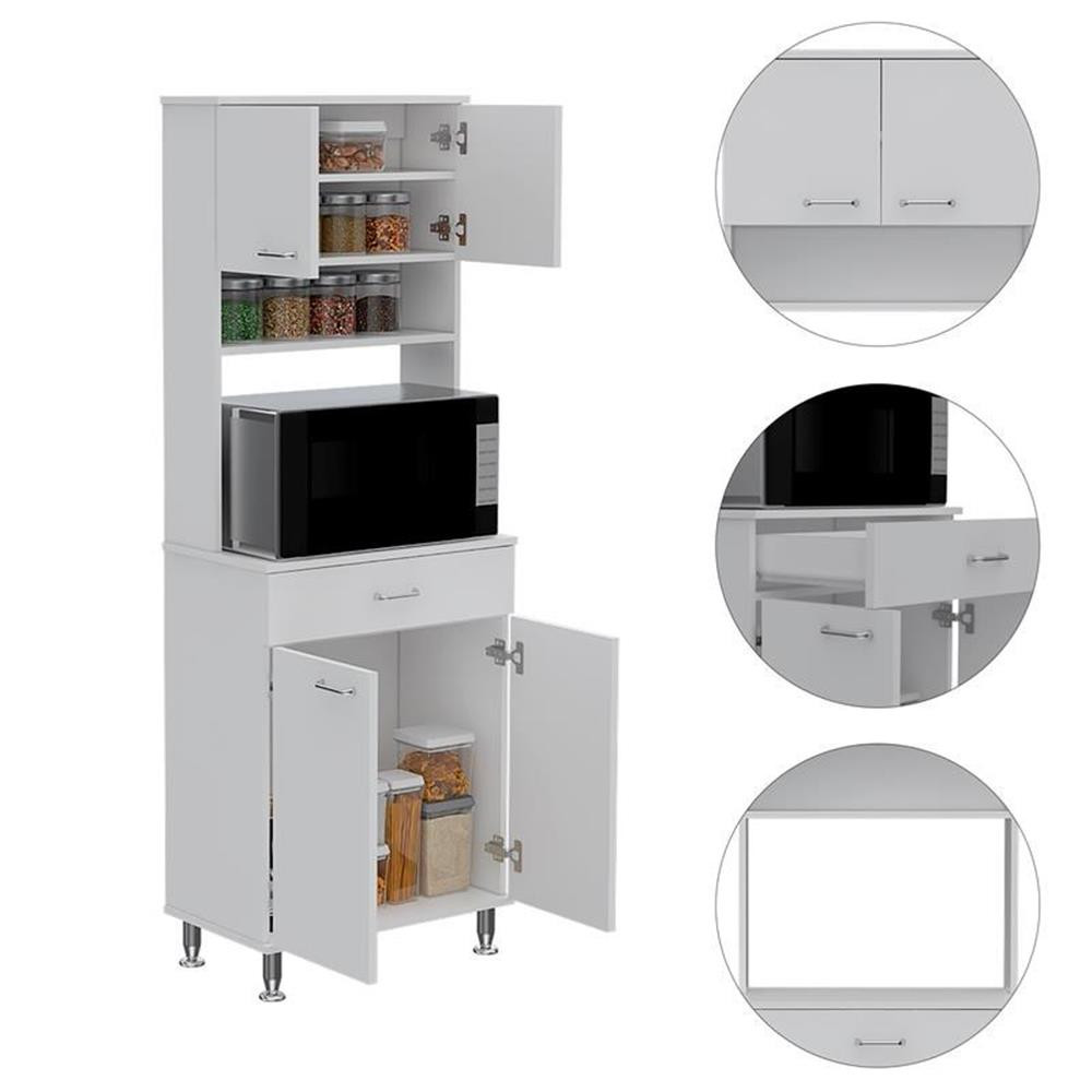 TUHOME Della Kitchen Pantry Engineered Wood Pantries in White