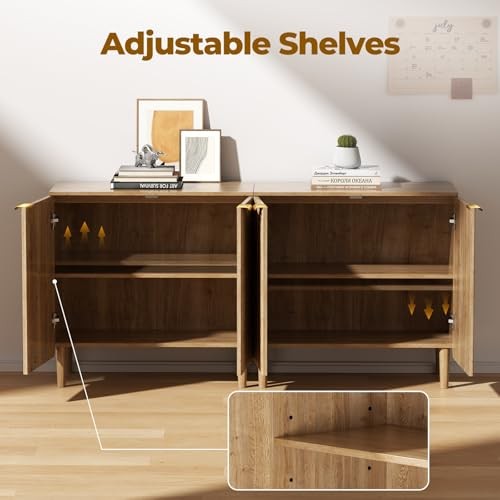 Wooden Storage Cabinets with 3-Level Adjustable Shelves 15″Dx31.5″Wx31″H Natural