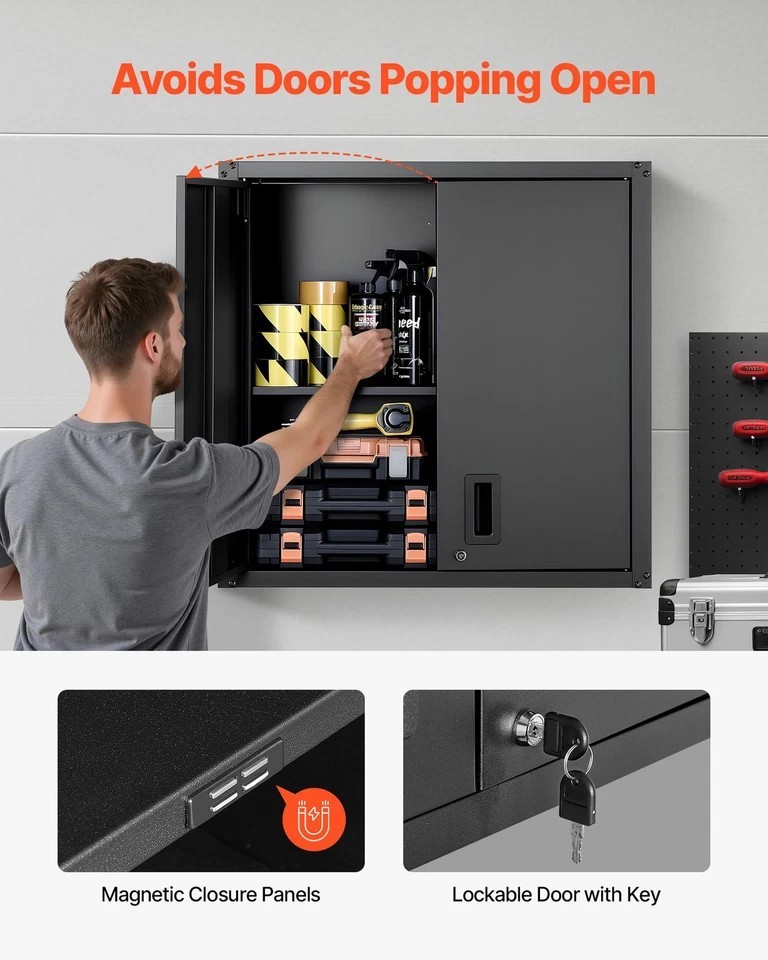 Metal Wall Cabinet 30 inch Wall Mounted Cabinet with Adjustable Shelf
