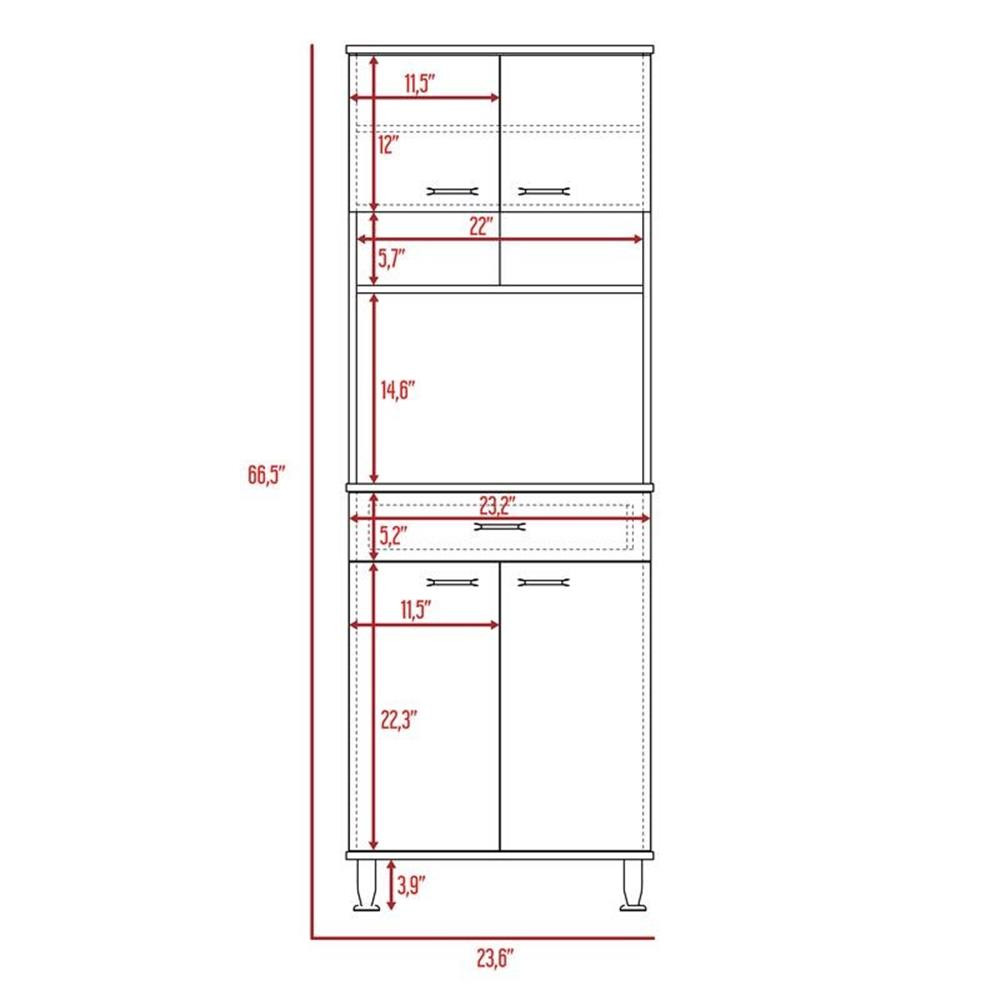 TUHOME Della Kitchen Pantry Engineered Wood Pantries in White