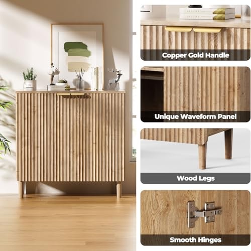 Wooden Storage Cabinets with 3-Level Adjustable Shelves 15″Dx31.5″Wx31″H Natural