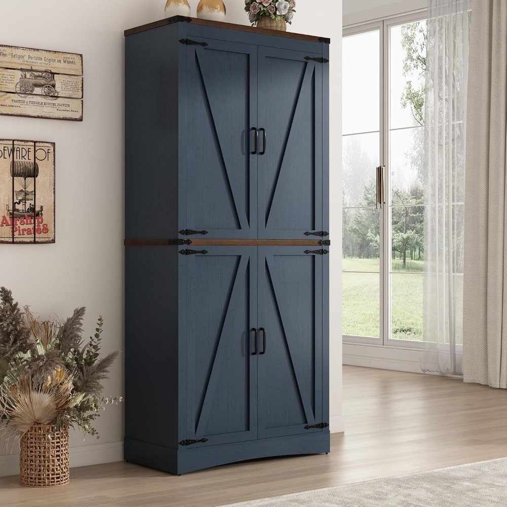 71″ Tall Kitchen Pantry,Farmhouse Storage Cabinet with Adjustable