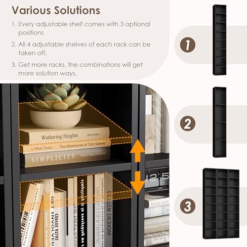 8-Tier Media Tower Rack.6 X 9.3 X 70.9 Inches CD DVD Slim Storage 1 Black