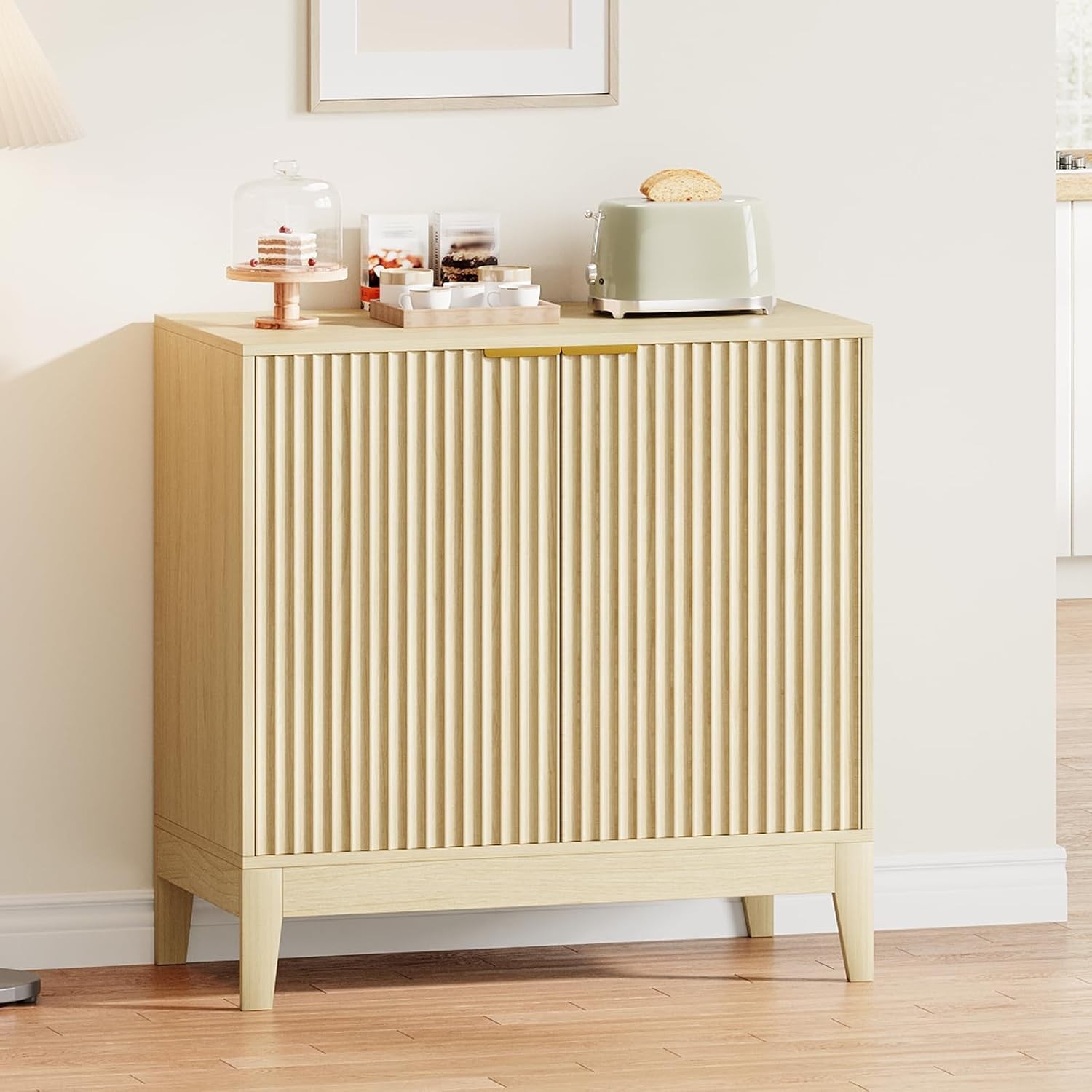 31.5 in Fluted Cabinet with Storage 2 Doors Sideboard Buffet Cabinet