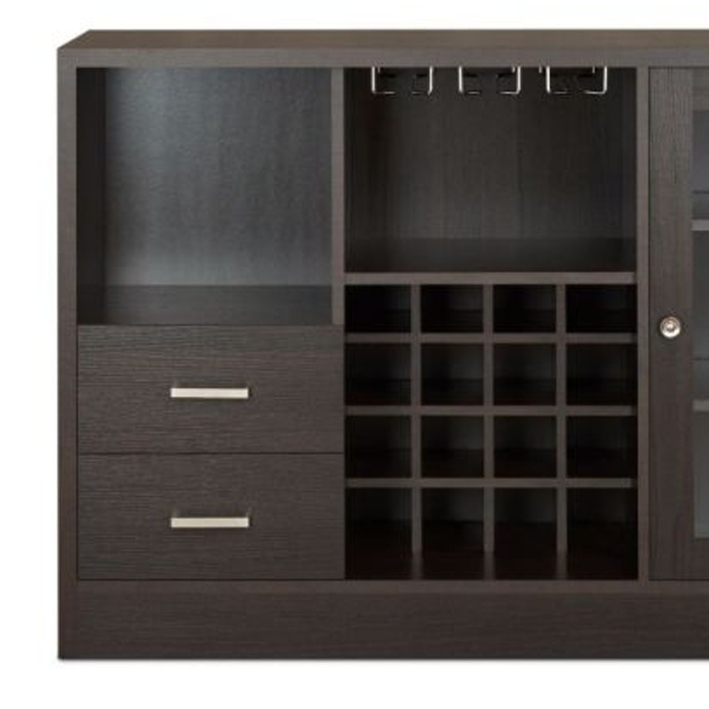 47″ Espresso Solid Wood Frame With Five Shelves And Two Drawers