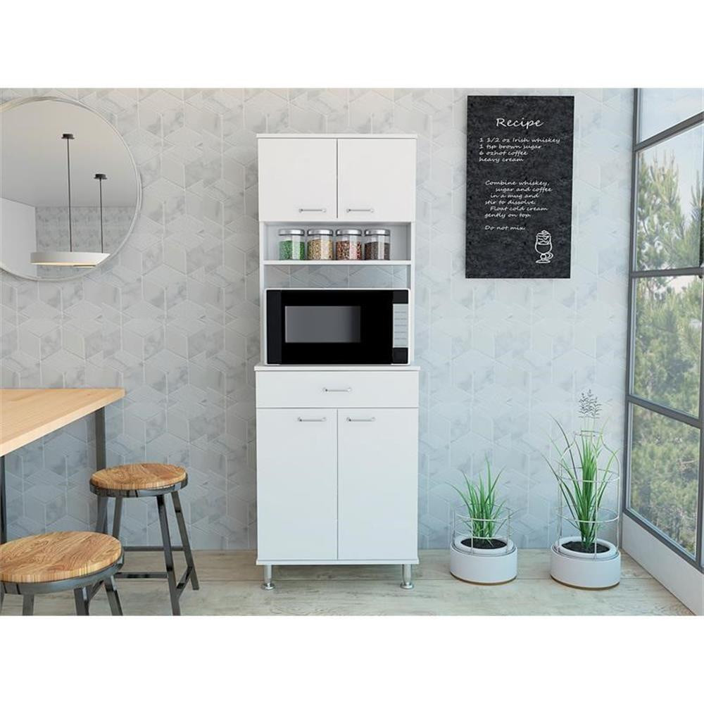 TUHOME Della Kitchen Pantry Engineered Wood Pantries in White