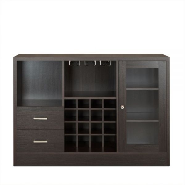 47″ Espresso Solid Wood Frame With Five Shelves And Two Drawers