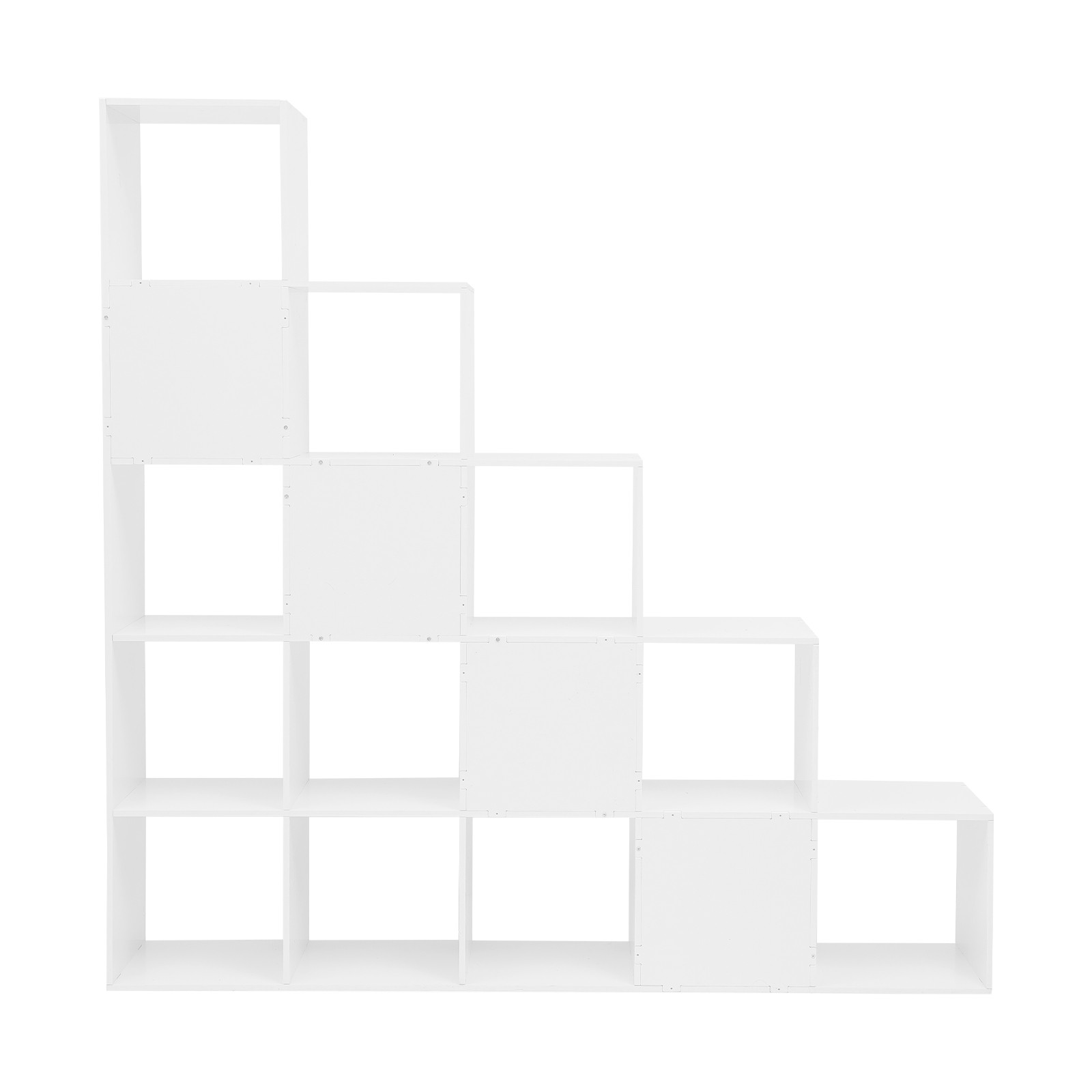 White Ladder Cube Storage Bookcase, L-Shaped Corner Shelf, 15-Cube Organizer