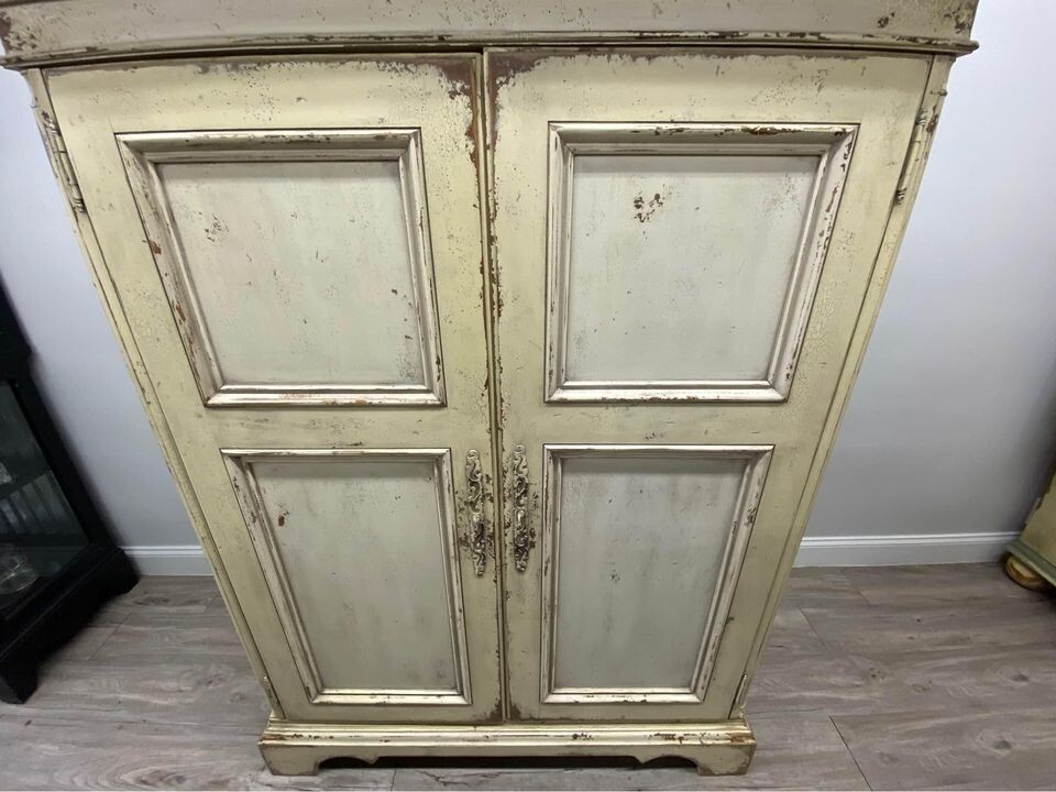 Habersham Plantation Distressed Painted Cupboard/Armoire with Adjustable Shelves