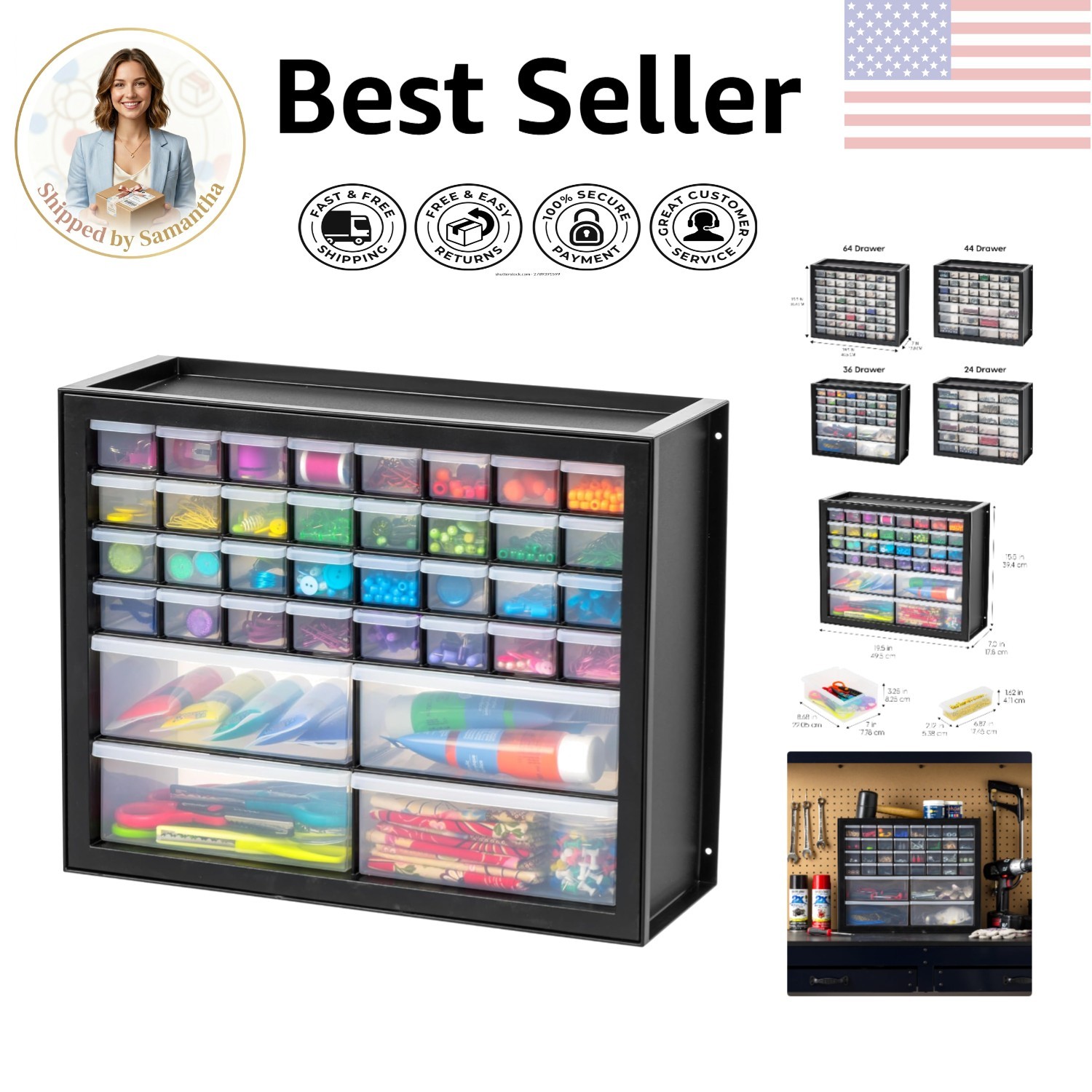 Multi-Purpose 36-Drawer Organizer – Perfect for Hardware, Crafts & Electronics
