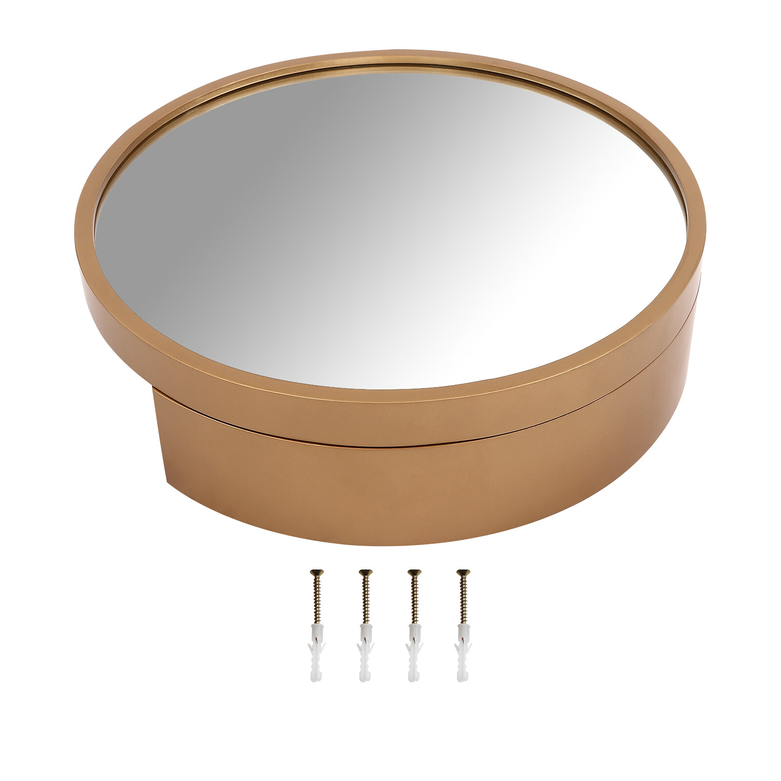 Round Gold Bathroom Mirror Cabinet Wall-mounted Organizer Makeup Mirror Cabinet