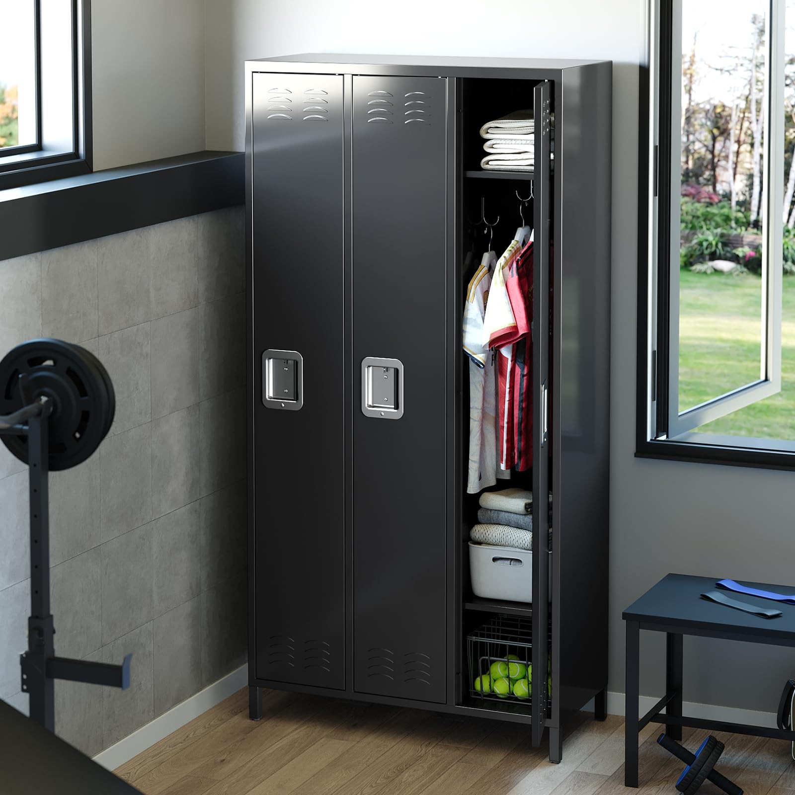 3 Doors Metal Locker Steel Locker Storage Cabinet for Office School Gym Employee