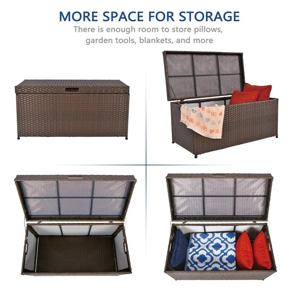 Bowery Hill Contemporary Wicker Patio Storage Deck Box in Espresso