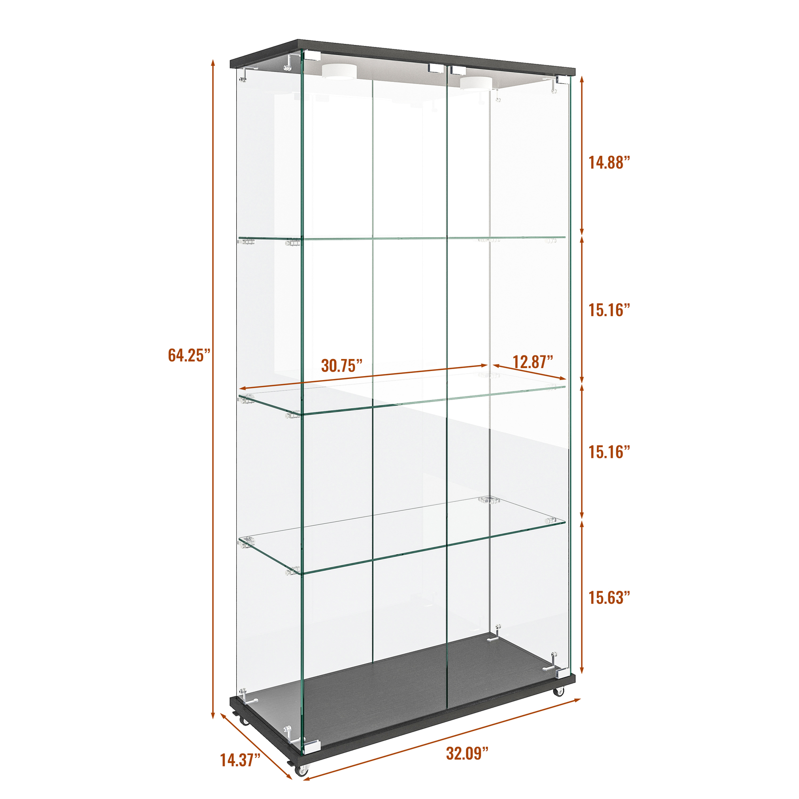 Glass Display Cabinet with LED Lights Modern Collectibles Toy Organizers Rack