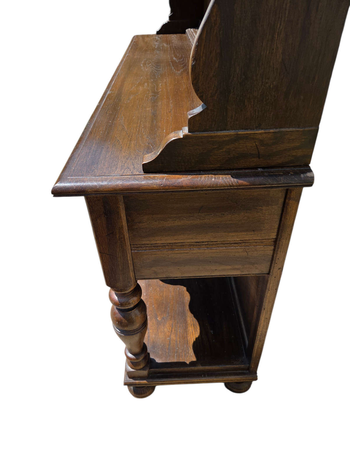 Ethan Allan Charter Oak Jacobean Hutch China Cabinet Display Breakfront Curio