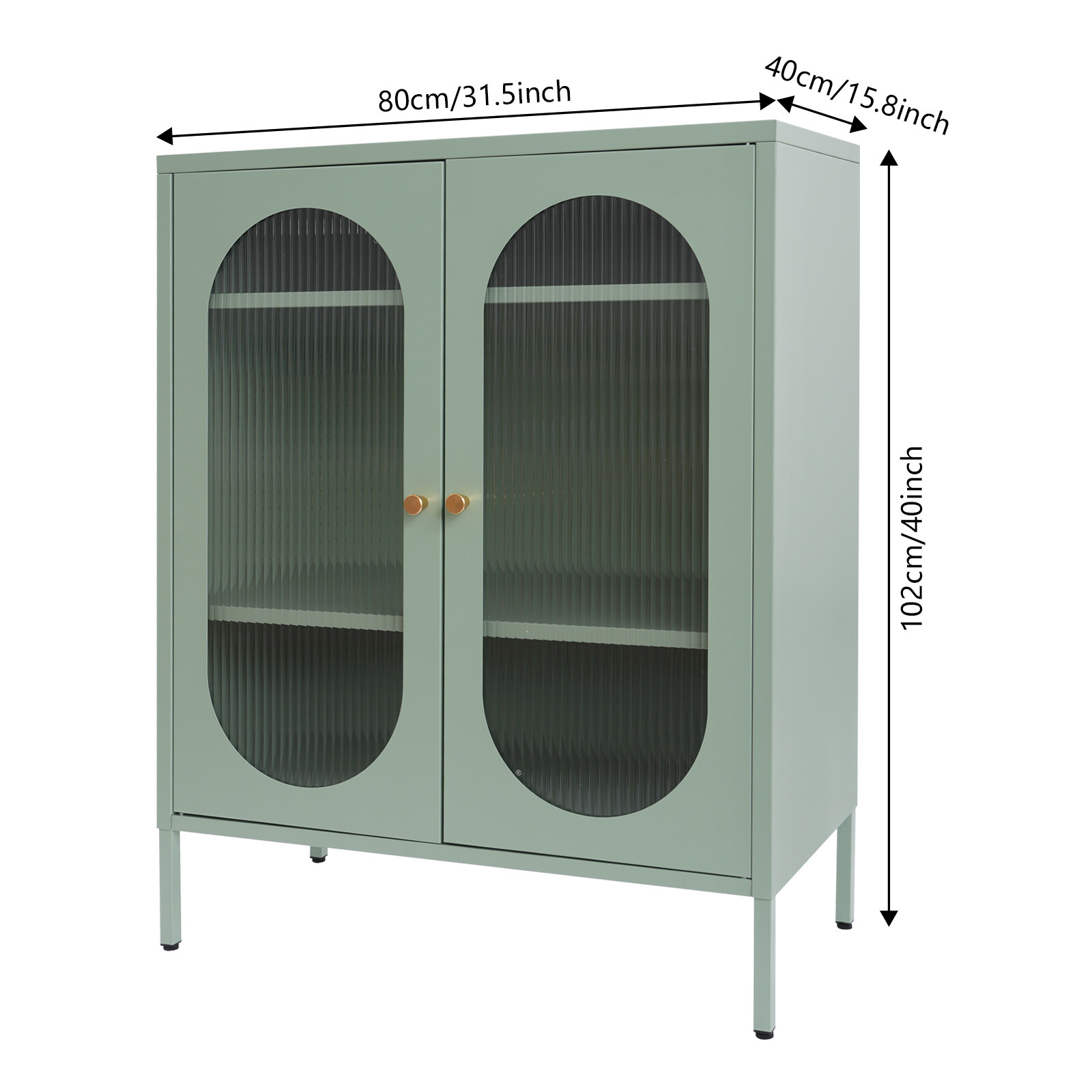3 Tiers Creamy Green Iron Storage Cabinet Accent Cabinet Kitchen Storage Cabinet