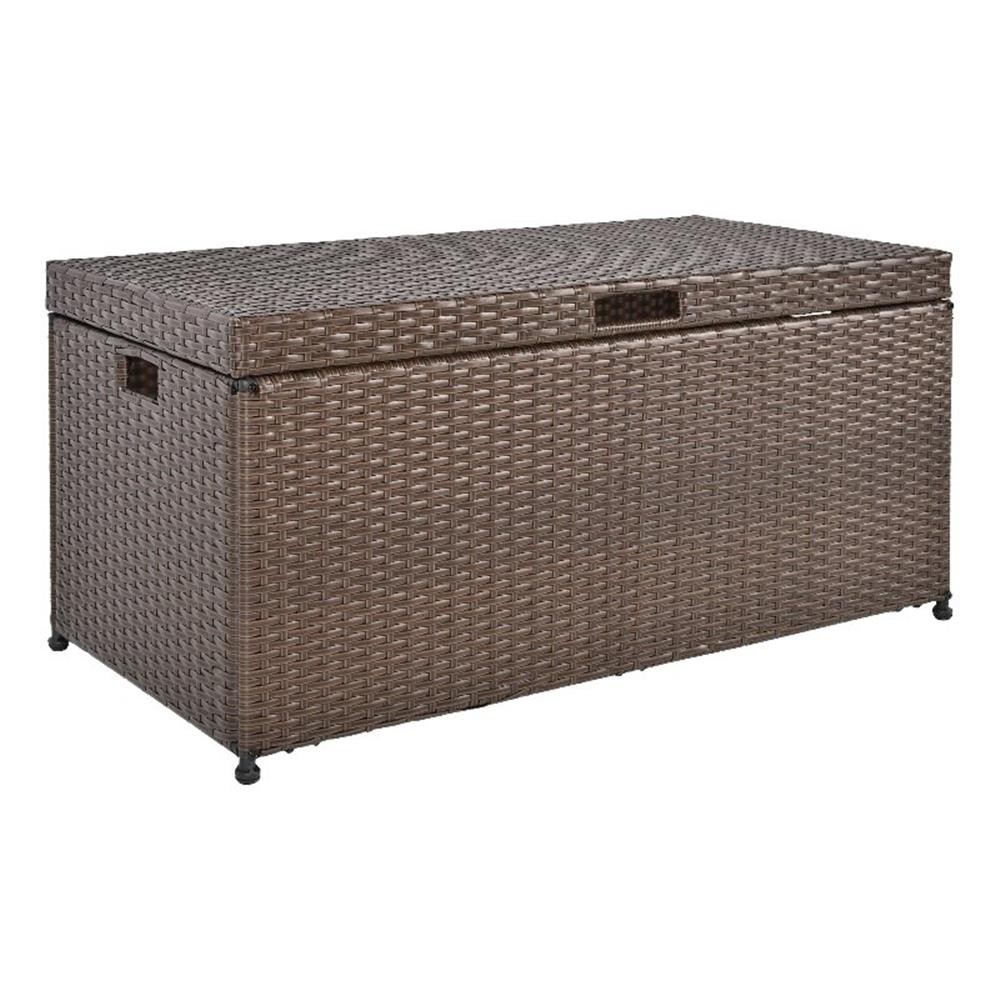 Bowery Hill Contemporary Wicker Patio Storage Deck Box in Espresso