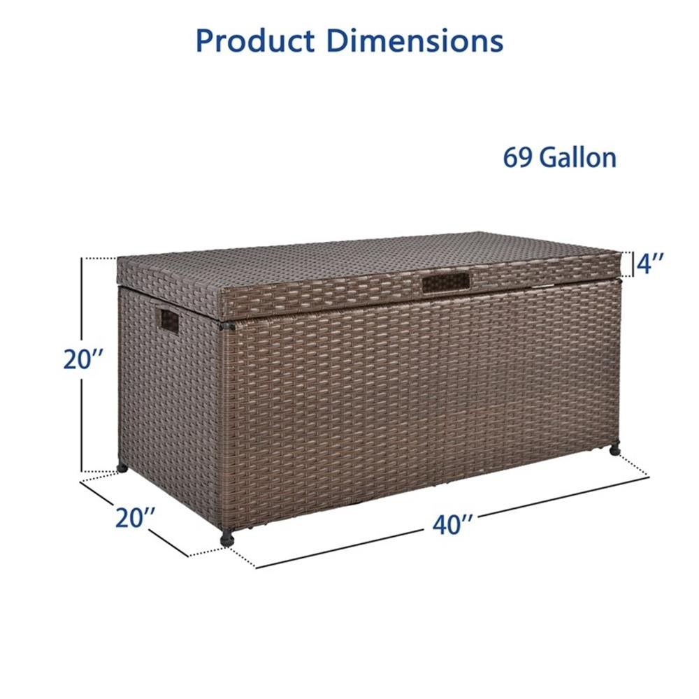 Bowery Hill Contemporary Wicker Patio Storage Deck Box in Espresso