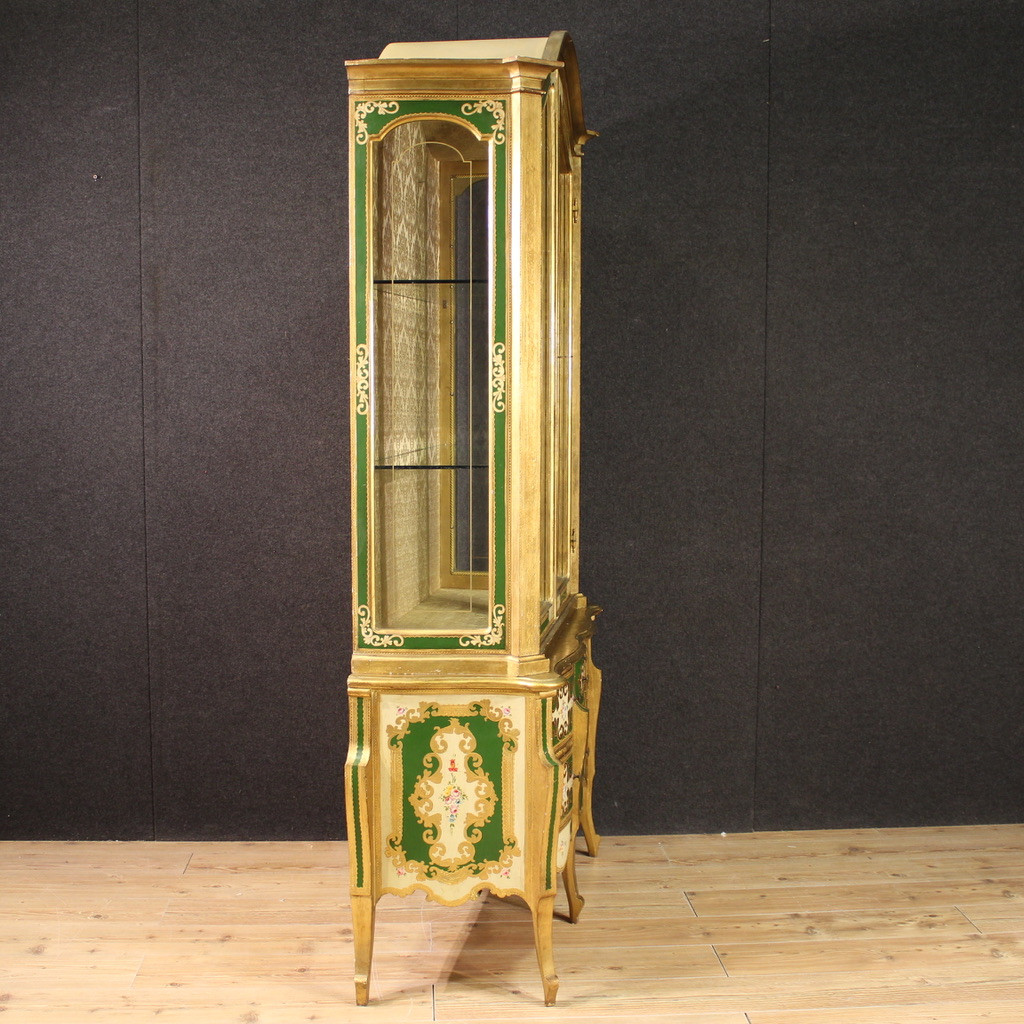 Double body cabinet furniture varnished wood paint library chest of drawers xx century